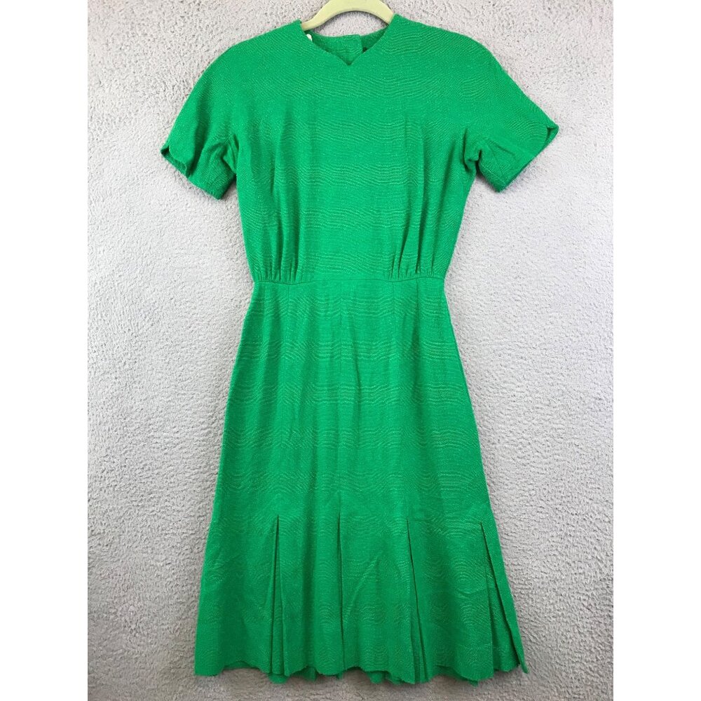 Vintage 50's 60s Sandra Sage Green Fit‎ and Flare dress size waist 24 iches